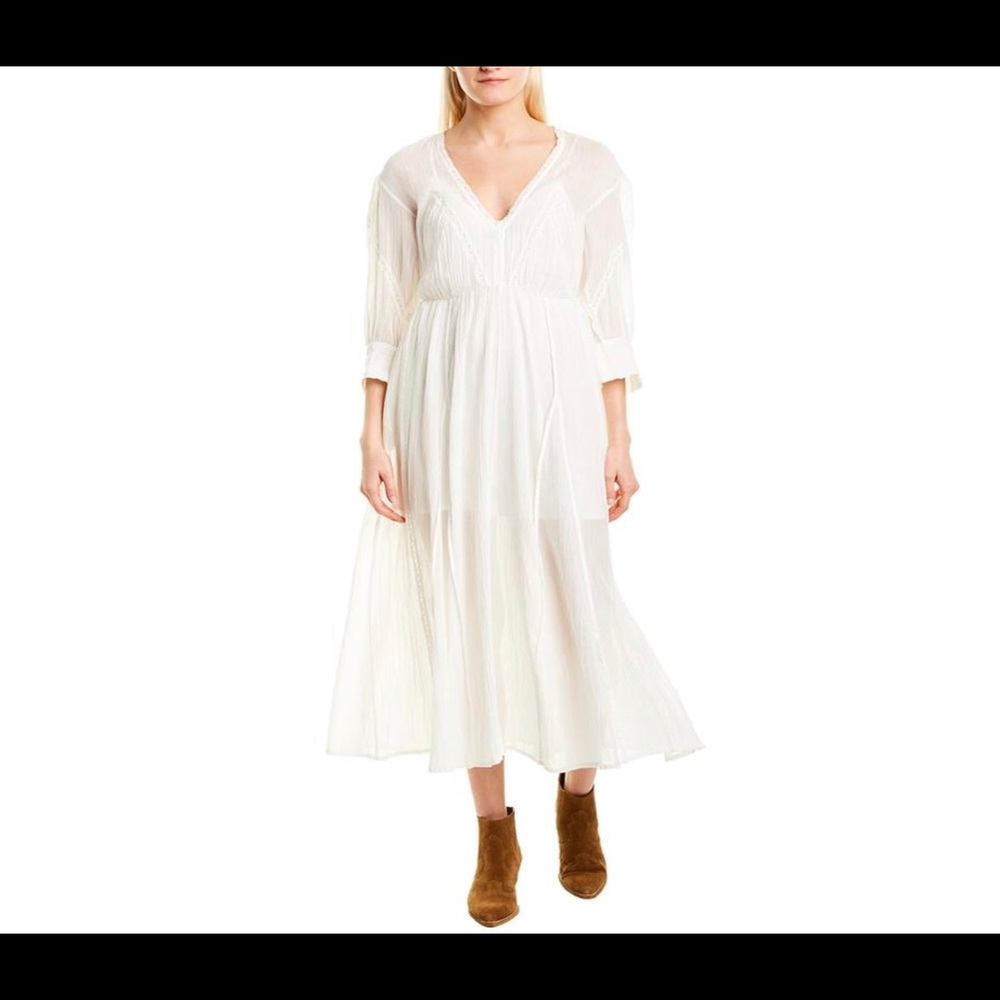 IRO Artistic Voile Midi boho dress in white